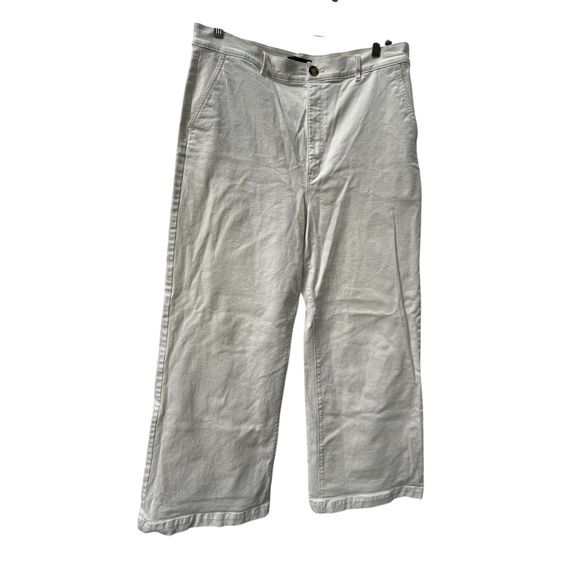 Ann Taylor The Trouser Wide Leg Jeans Women’s Size 16 Ivory High Waist - Picture 1 of 6